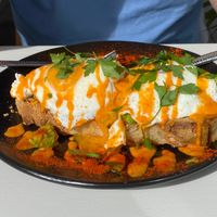 Spicy toast with avocado and fried eggs  at Hondo Cafe in Gran Canaria