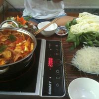 Thai hotpot : mock meat and even mock shrimps ! (190.000 VND for two people) at An Phuc in Hanoi