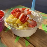 Cococraze bowl with vegan granola, agave and added strawberries    at Playa Bowls in Queen Creek