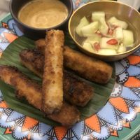Coconut crusted smoked tofu batons with peanut sauce  at Noodles Now in Koh Samui