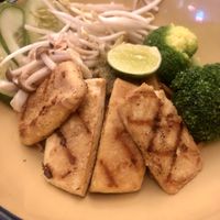 Sticky lemongrass noodles with pan grilled smoked tofu  at Noodles Now in Koh Samui