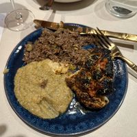 Roasted Cauliflower, corn pudding, and mushroom rice  at Kann in Portland