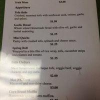 Menu page 1. at Living Well Vegetarian Restaurant in Huntingdon