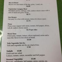 Menu page 2. at Living Well Vegetarian Restaurant in Huntingdon