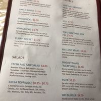 Menu at Living Well Vegetarian Restaurant in Huntingdon