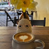 A different day with just cappuccino at Hana Corner Cafe in Tirana
