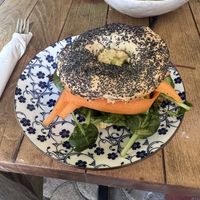 Hummus bagel - requested vegan (no butter)  at Hana Corner Cafe in Tirana