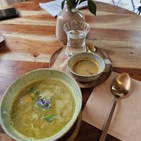 Soup of the day (lentil soup) with espresso at Onda  in Luxembourg City