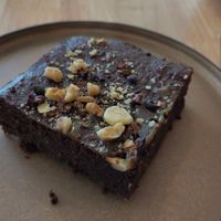 Chocolate brownie at Onda  in Luxembourg City