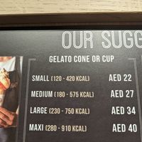 Calorie info and prices at Gelateria La Romana in Dubai
