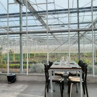 The restaurant is inside a greenhouse at Stadsjochies in Utrecht