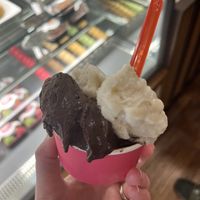 Vegan chocolate and vanilla gelato made with oat milkk  at Two Gentlemen of Verona in Denton