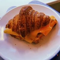 Croissant sandwich 🤤 (not pictured, the blueberry scone I quickly devoured that was beautiful and perfect)  at To Live For in Vancouver