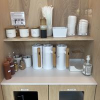 I love this condiment station. So many great options to add to coffee/ food    at To Live For in Vancouver
