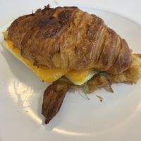 Croissant breakfast sandwich. Not pictured is the incredible banana bread.   at To Live For in Vancouver