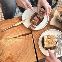 Lattes, hazelnut cake, carrot cake, cupcakes  at To Live For in Vancouver