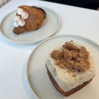 Tiramisu croissant (top)
Cream cheze filled croissant cube  at To Live For in Vancouver