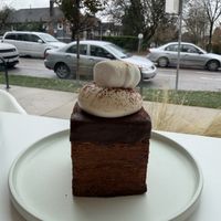 Hot chocolate cube croissant   at To Live For in Vancouver