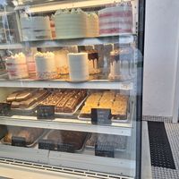 We watched them make the cakes through the glass wall in the bakery! at To Live For in Vancouver