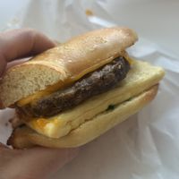 Egg, Cheese and Sausage breakfast Sandwich  at To Live For in Vancouver