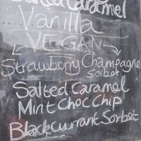 All the vegan flavours (August 2024) at Borth Cafe - Uncle Albert's Ice Cream Emporium in Borth