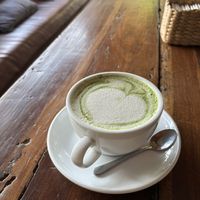 Matcha latte with soy milk  at The Muffin Man in Siem Reap