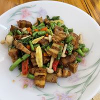 Pork stir fry basil   at Sinart Veggie in Bangkok