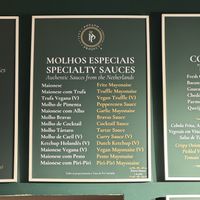 Sauce list  at Potato Project in Lisbon