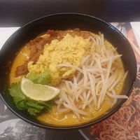 Vegan 'chicken' Kare Lomen (with added vegan egg) at MAN - Wagamama - T2 in Manchester