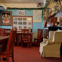 Inside the restaurant at Sumathi Indian Restaurant in Belize City