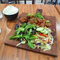 Crispy chicken 3 flavours at Kuan Yin Tea House in Southport