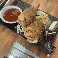 Yummy, crunchy chicken drum sticks! My only feedback is that we needed more! Delicious.  at Kuan Yin Tea House in Southport