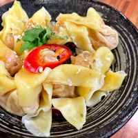 Chilli wonton (was supposed to be smothered in chilli sauce?)  at Kuan Yin Tea House in Southport