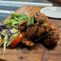 Spicy crispy (vegan) chicken at Kuan Yin Tea House in Southport