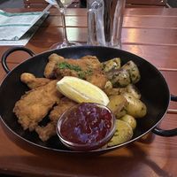 Mushroom schnitzel with cranberry sauce   at Let‘s be Frank in Vienna