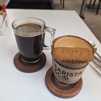 Americano and Biscoff latte with almond milk at Barista & Co in Nairobi