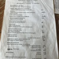 Breakfast menu at One Earth Cafe in Willoughby