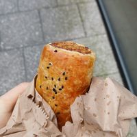 Butternut squash & herb sausage roll at Herbivore Vegan Deli in Bristol