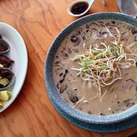 Creamy vegan ramen at Salvei in Playa Del Carmen