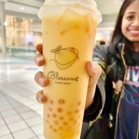 Mango milk tea with mango jellies 🥭   at Blossom Juicy Bar - Dayton Mall in Dayton