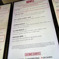 Menu with veganizable options July 2026  at DFW - Bahn Shop in Euless