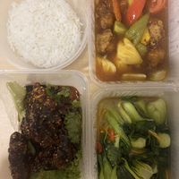 Ribs. Greens and sweet and sour chicken   at Voila in Kuala Lumpur