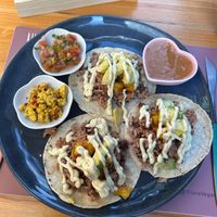 Tico Breakfast (maybe ask for a little less vegan mayo 🥴) at Flora Vegan Cafe in Tamarindo