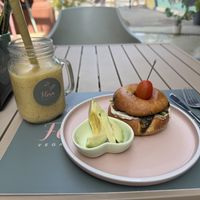 Breakfast bagel   at Flora Vegan Cafe in Tamarindo