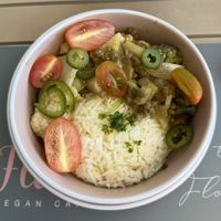 This was supposed to be a green curry yet I couldn‘t really taste the curry, pretty bland.  at Flora Vegan Cafe in Tamarindo