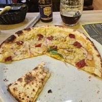 Pumpkin base vegan with vegan chicken yum at El Petit Obrador in Girona