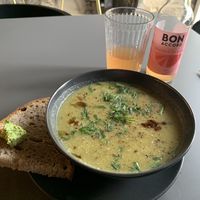 Leek and potato soup  at Pulse in Edinburgh