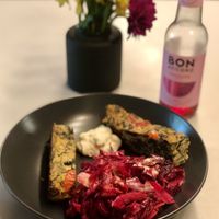 Leek and kale traybake with fennel salad   at Pulse in Edinburgh