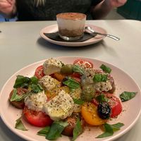Overnight oats tiramisu, calabrese salad at Pulse in Edinburgh