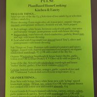 Menu at Pulse in Edinburgh